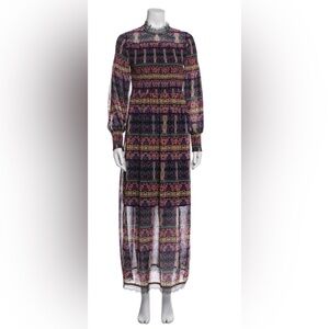 Anna Sui Multicolor Patterned Long Sleeve Dress